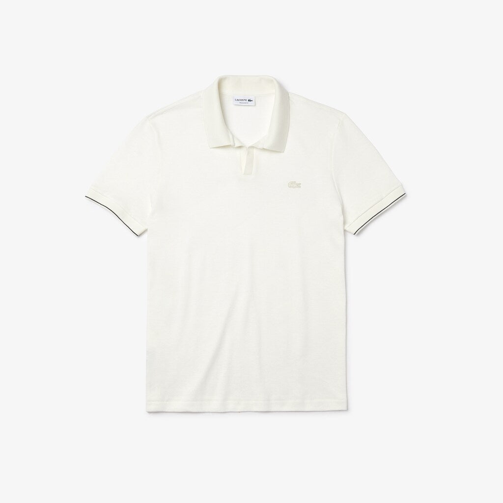 Men's Tunisian Collar Linen And Cotton Regular Fit Polo Shirt / Lacoste