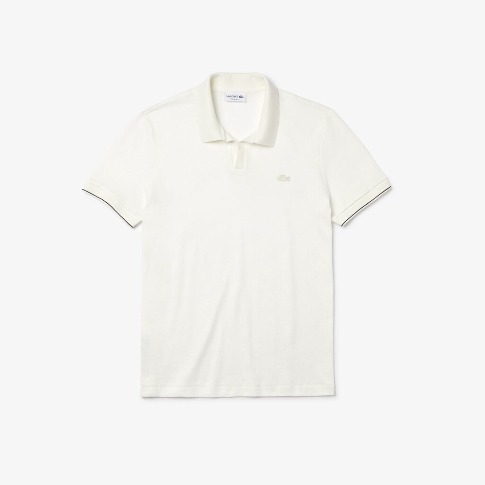Men's Tunisian Collar Linen And Cotton Regular Fit Polo Shirt / Lacoste