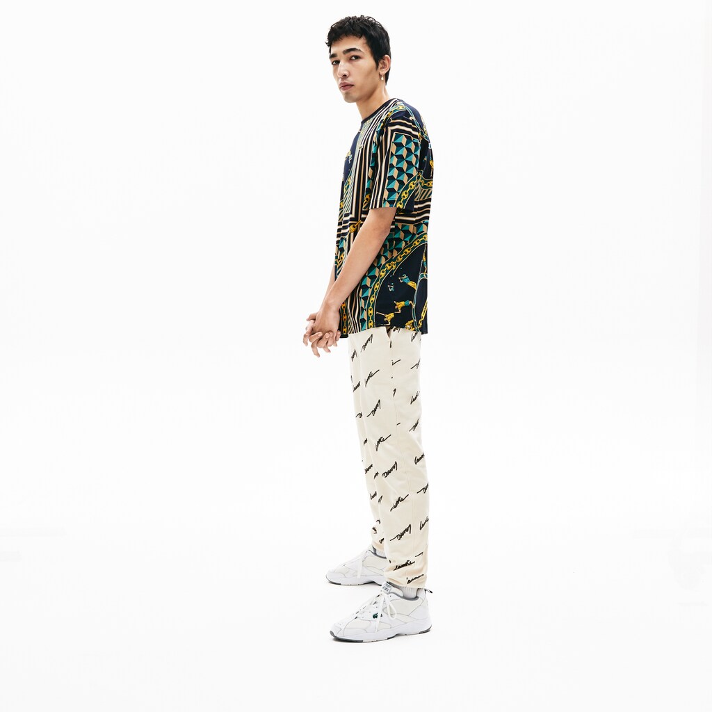 Men's LIVE Scarf-Print Cotton T-Shirt / Lacoste