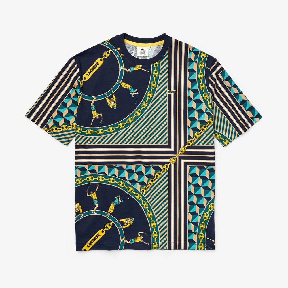 Men's LIVE Scarf-Print Cotton T-Shirt / Lacoste