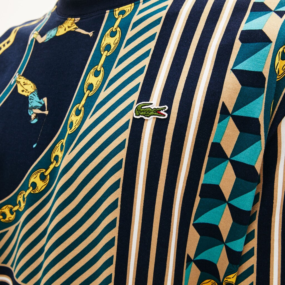 Men's LIVE Scarf-Print Cotton T-Shirt / Lacoste