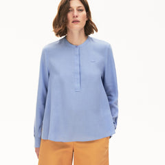 Women's Buttoned Mao Collar Linen Blouse / Lacoste