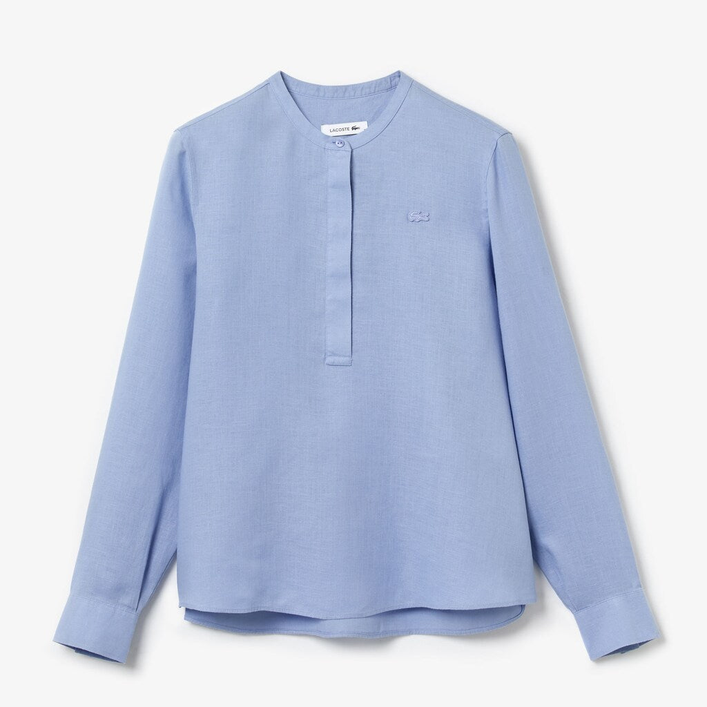 Women's Buttoned Mao Collar Linen Blouse / Lacoste