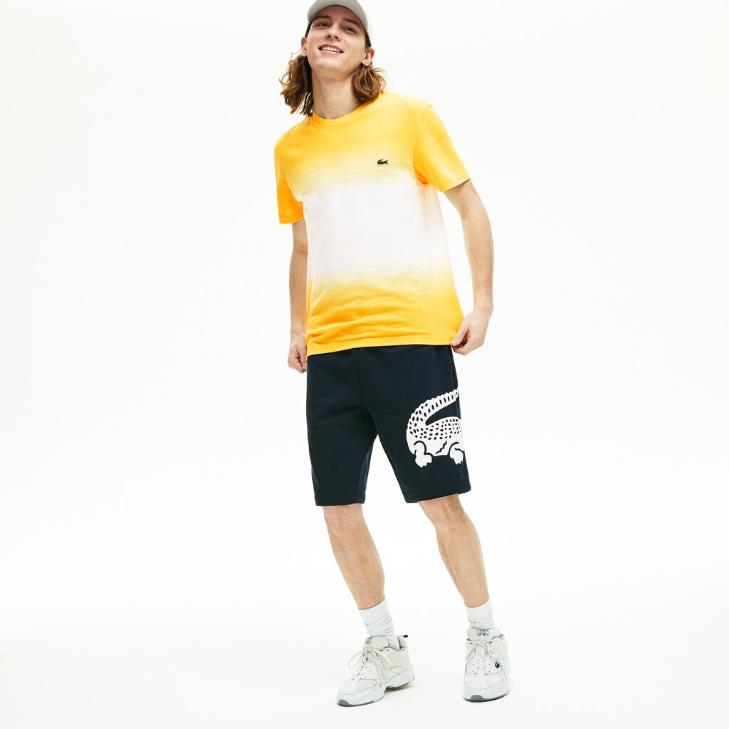 Men's Oversized Crocodile Print Cotton Fleece Bermudas / Lacoste