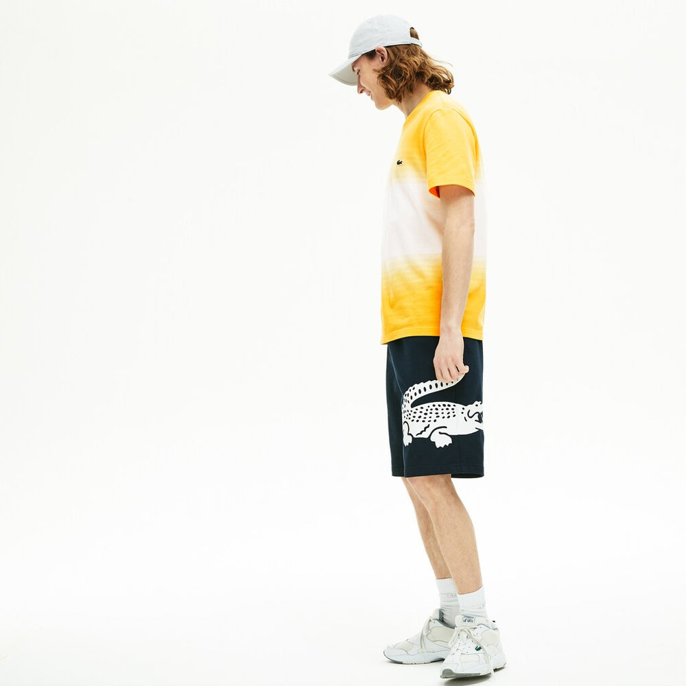 Men's Oversized Crocodile Print Cotton Fleece Bermudas / Lacoste