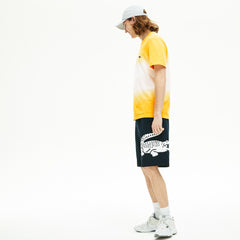 Men's Oversized Crocodile Print Cotton Fleece Bermudas / Lacoste