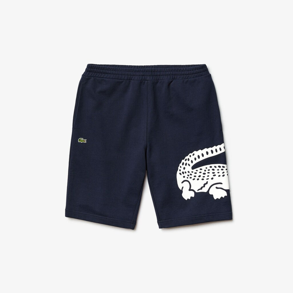 Men's Oversized Crocodile Print Cotton Fleece Bermudas / Lacoste