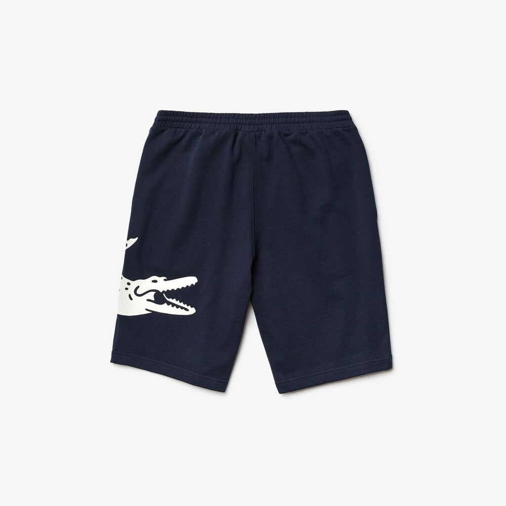 Men's Oversized Crocodile Print Cotton Fleece Bermudas / Lacoste