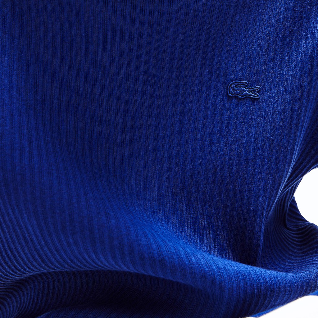 Men's Striped Sleeves Cotton And Linen Blend Crew Neck Sweater / Lacoste