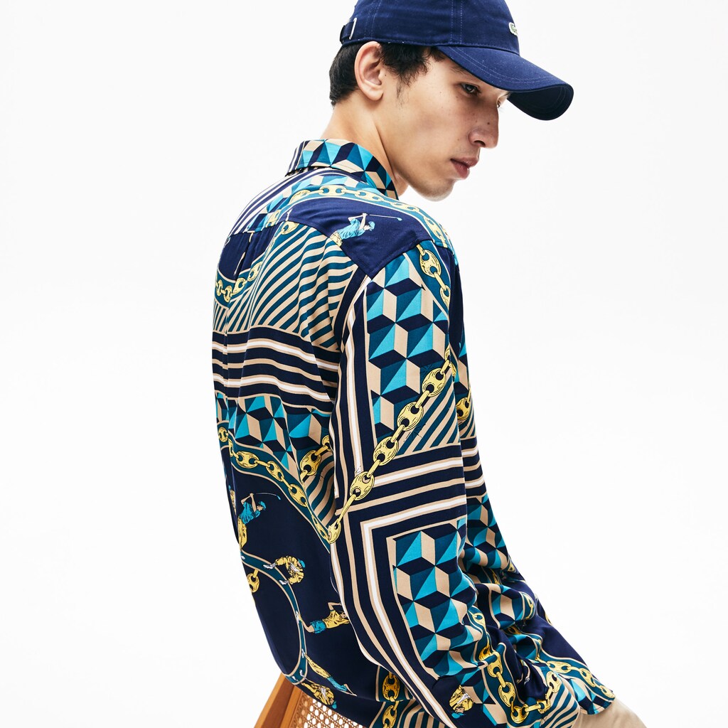 Men's LIVE Relaxed Fit Scarf-Print Shirt / Lacoste