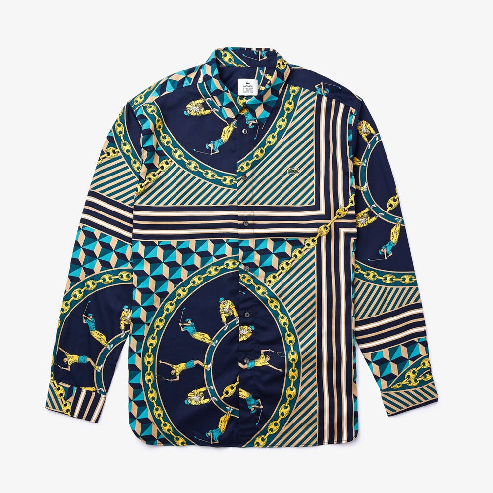 Men's LIVE Relaxed Fit Scarf-Print Shirt / Lacoste