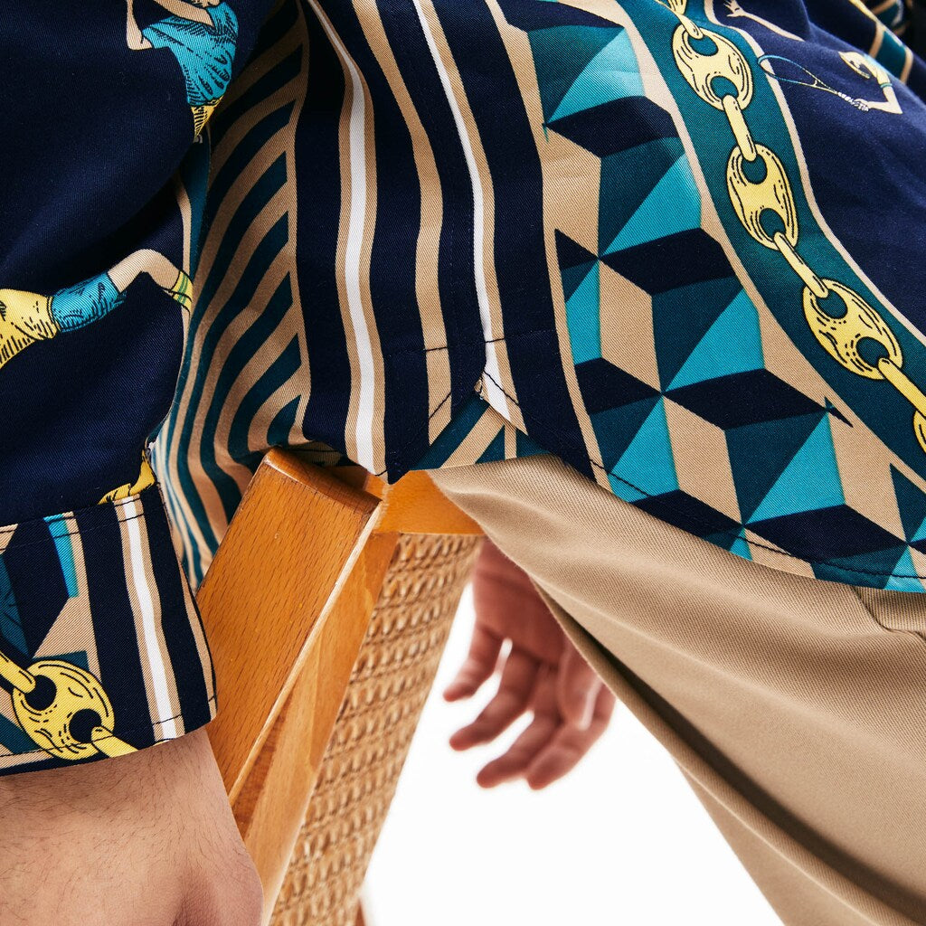 Men's LIVE Relaxed Fit Scarf-Print Shirt / Lacoste