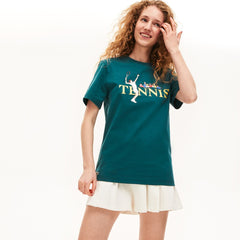 Unisex LIVE Tennis-Print Cotton T-Shirt / Lacoste