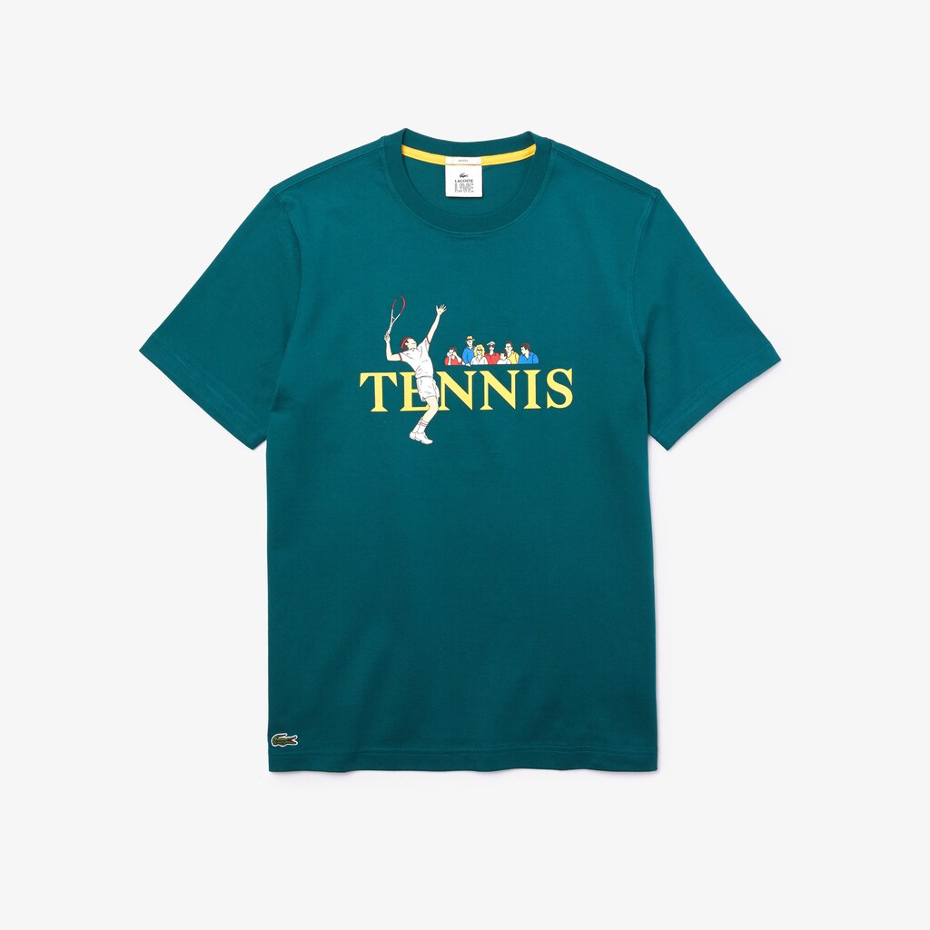 Unisex LIVE Tennis-Print Cotton T-Shirt / Lacoste