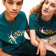 Unisex LIVE Tennis-Print Cotton T-Shirt / Lacoste