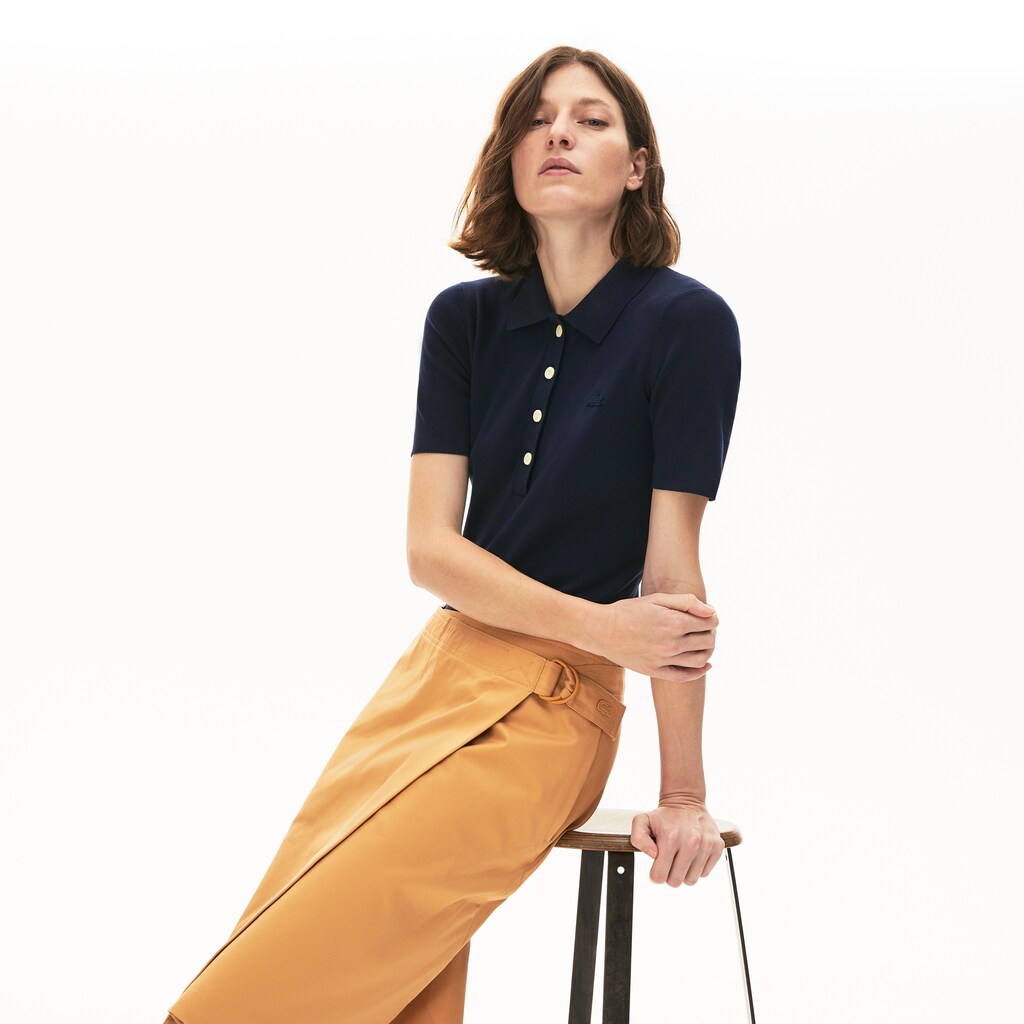 Women's Buttoned Polo Collar Sweater / Lacoste