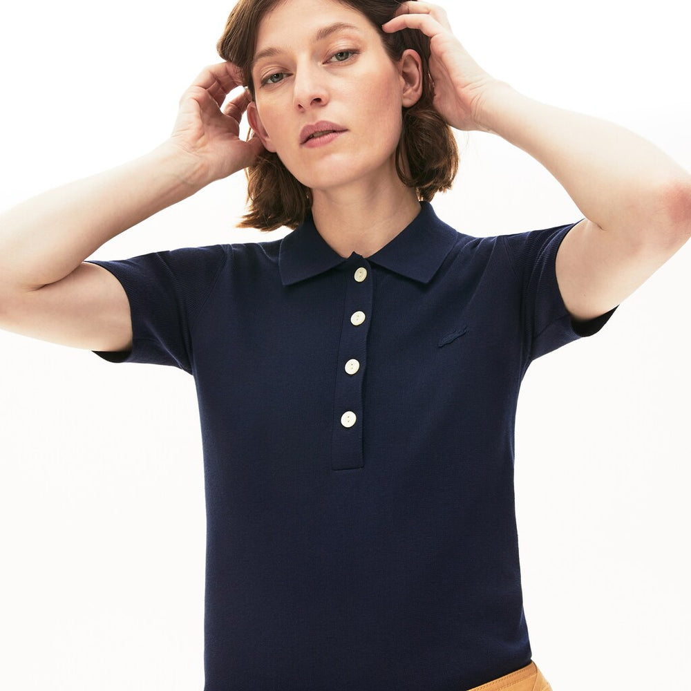 Women's Buttoned Polo Collar Sweater / Lacoste