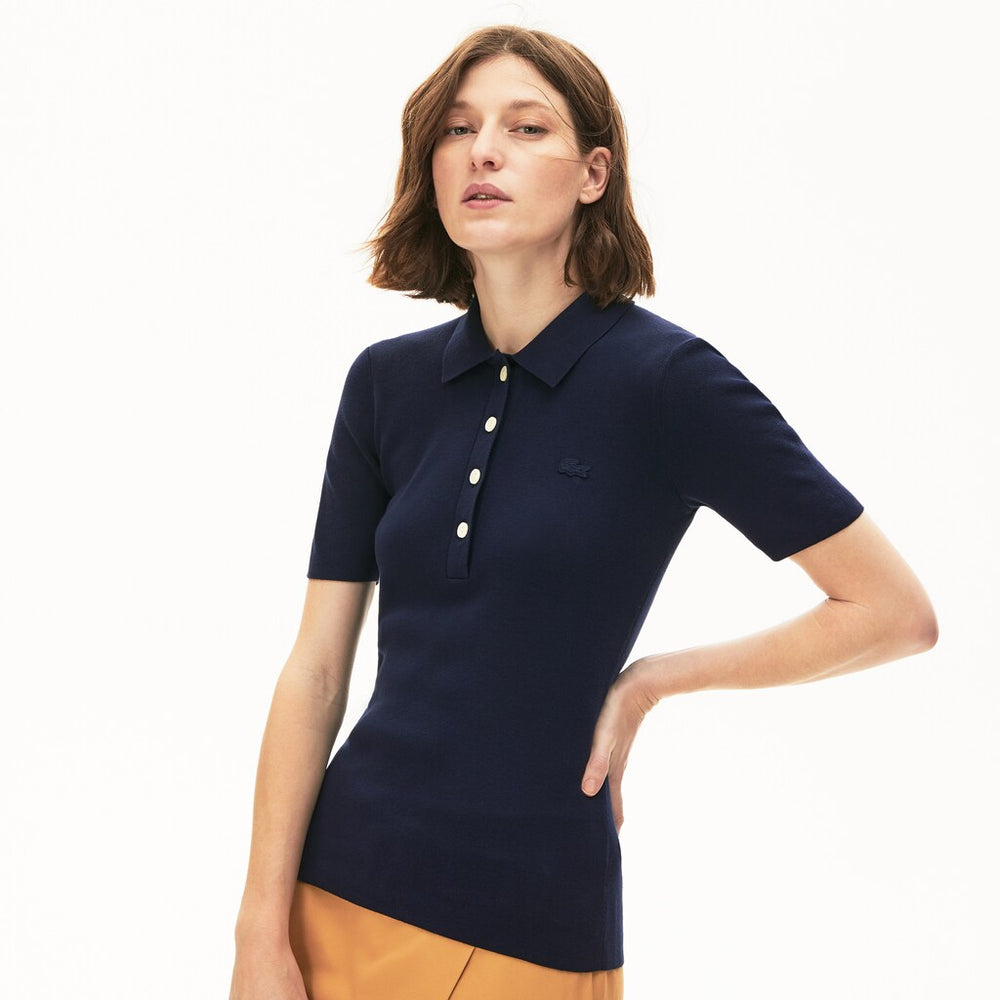 Women's Buttoned Polo Collar Sweater / Lacoste