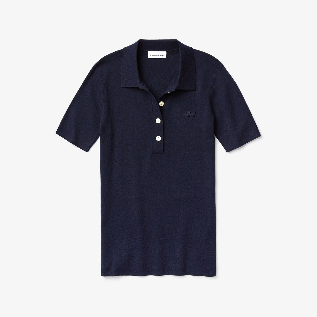 Women's Buttoned Polo Collar Sweater / Lacoste