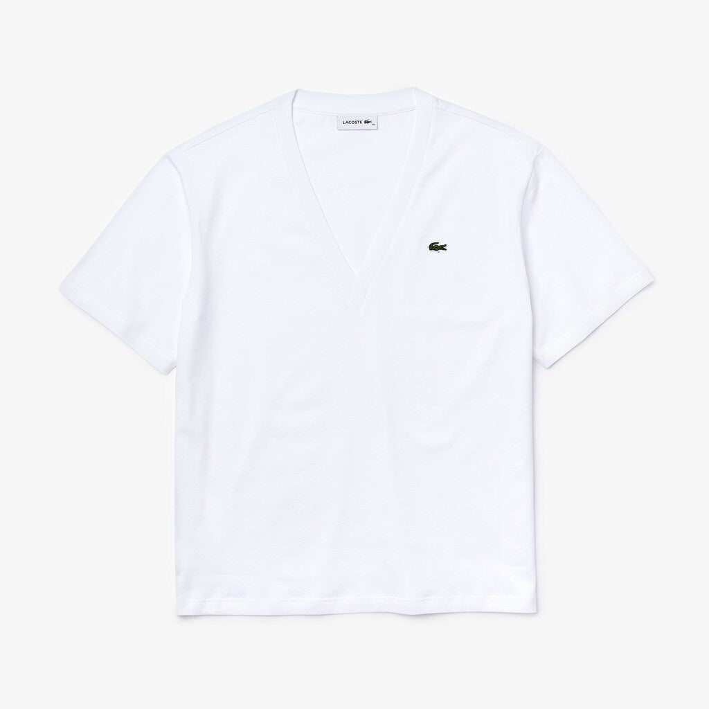 Women's V-Neck Premium Cotton T-Shirt / Lacoste