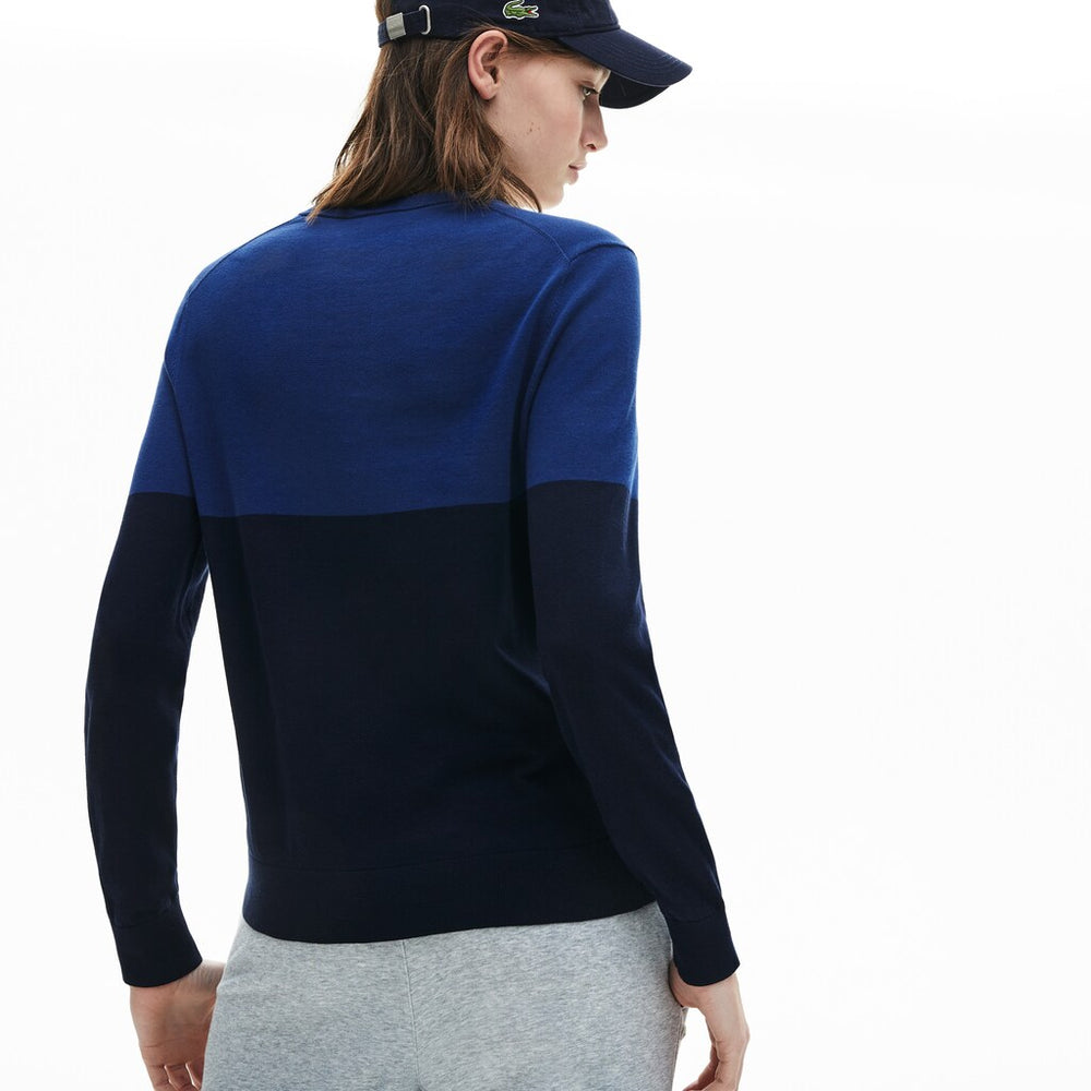 Women's Colorblock Cotton V-neck Sweater / Lacoste