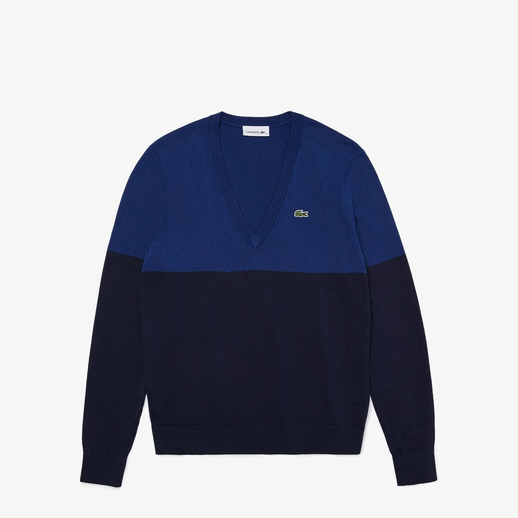Women's Colorblock Cotton V-neck Sweater / Lacoste