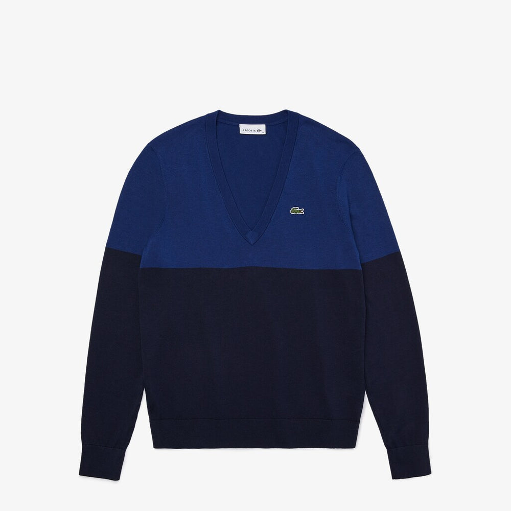Women's Colorblock Cotton V-neck Sweater / Lacoste