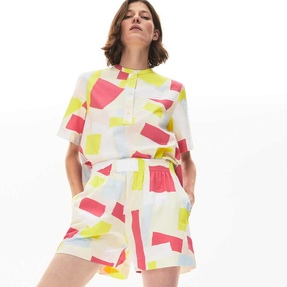 Women's Abstract-Print Cotton Poplin Shorts / Lacoste