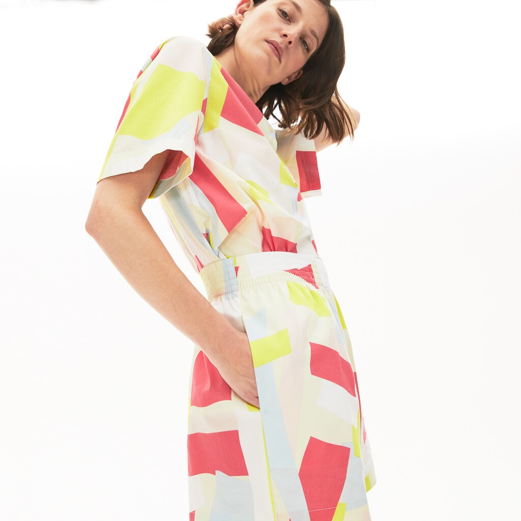Women's Abstract-Print Cotton Poplin Shorts / Lacoste