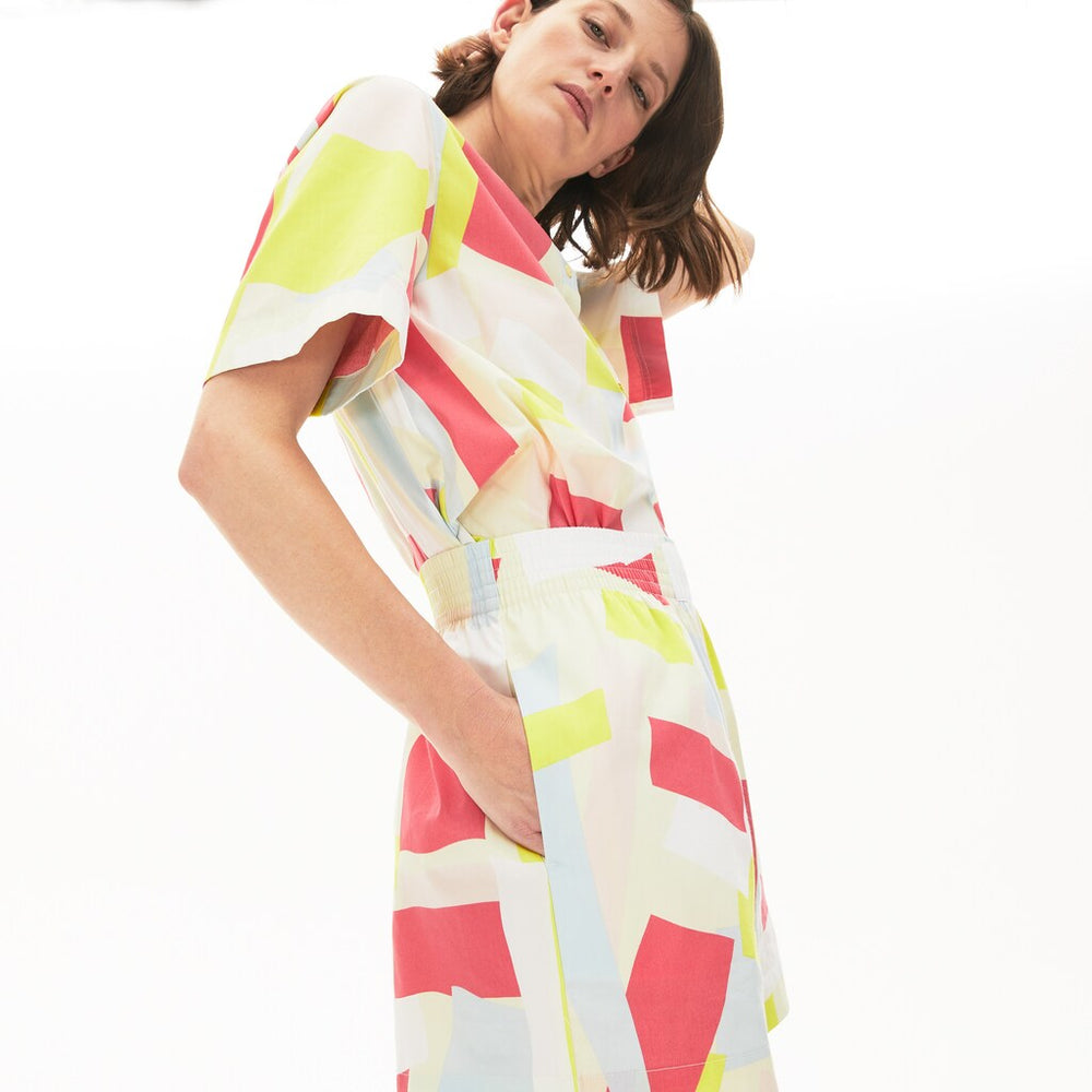 Women's Abstract-Print Cotton Poplin Shorts / Lacoste
