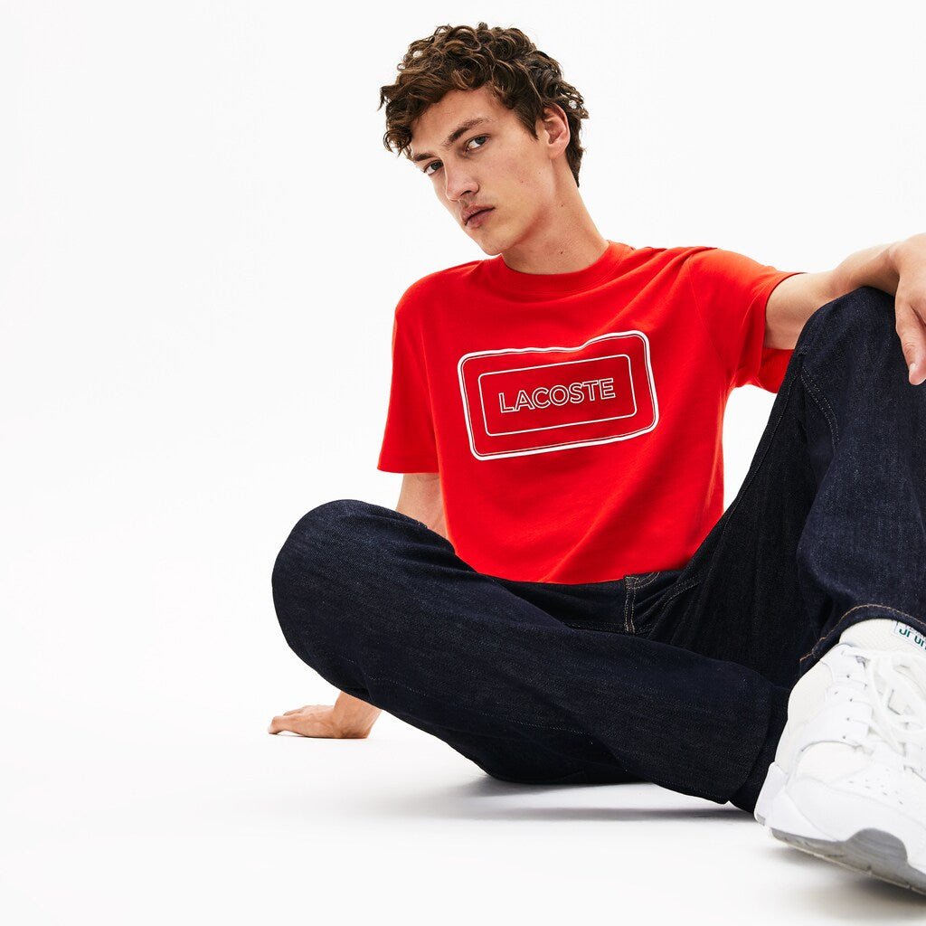 Men's Reflective Logo Motion Regular Fit Cotton T-shirt / Lacoste