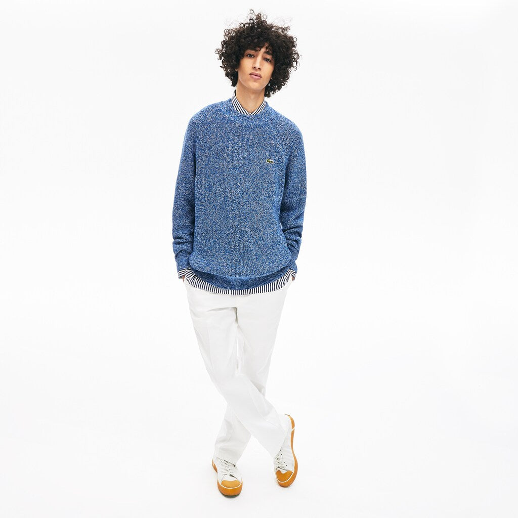 Men's LIVE Ribbed Heathered Cotton Crewneck Sweater / Lacoste