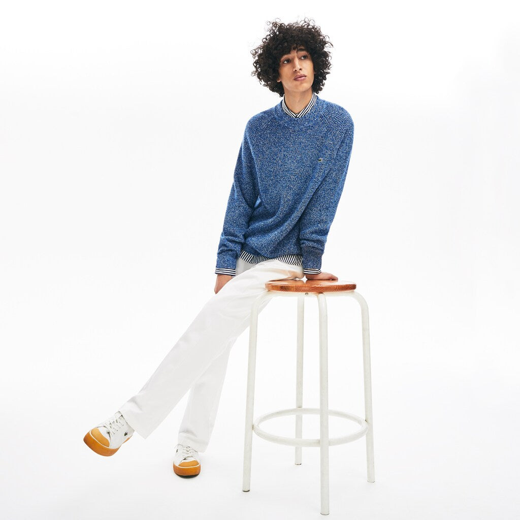 Men's LIVE Ribbed Heathered Cotton Crewneck Sweater / Lacoste