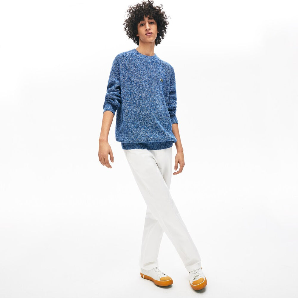 Men's LIVE Ribbed Heathered Cotton Crewneck Sweater / Lacoste