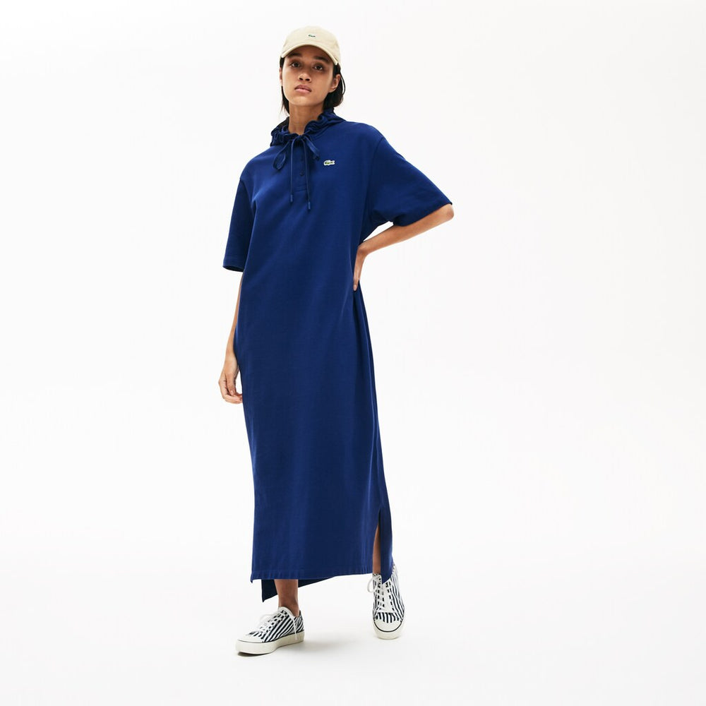 Women's Oversized Hooded Organic Cotton Piqué Polo Dress / Lacoste