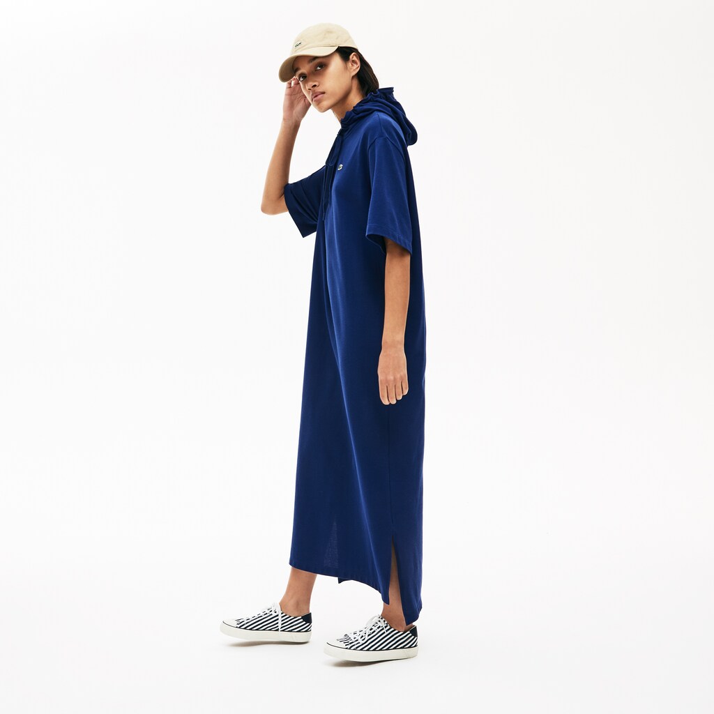 Women's Oversized Hooded Organic Cotton Piqué Polo Dress / Lacoste