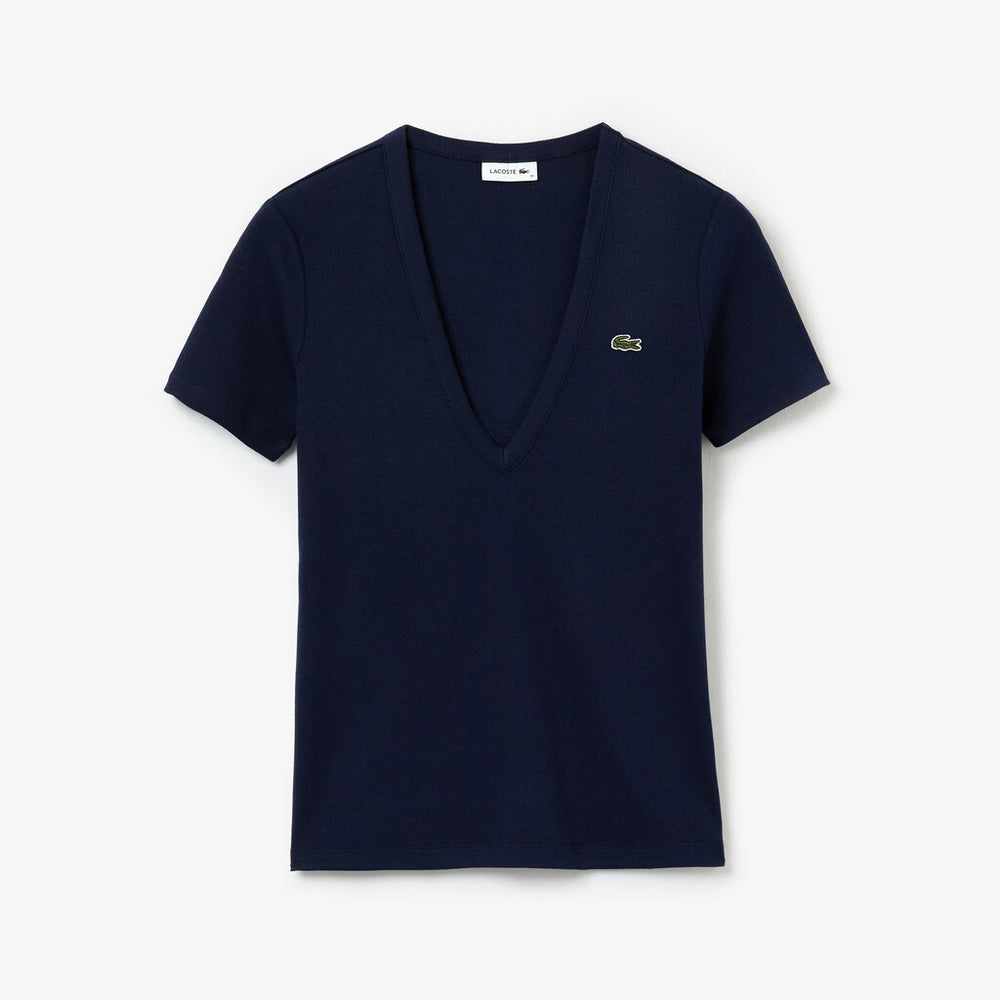 Women's Soft Cotton V-Neck T-Shirt / Lacoste