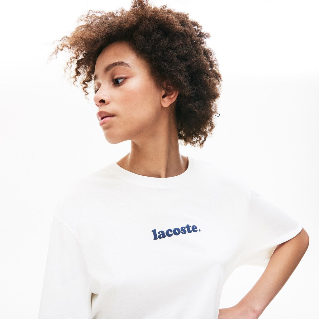 Women's Signature Printed Crew Neck Cotton T-shirt / Lacoste