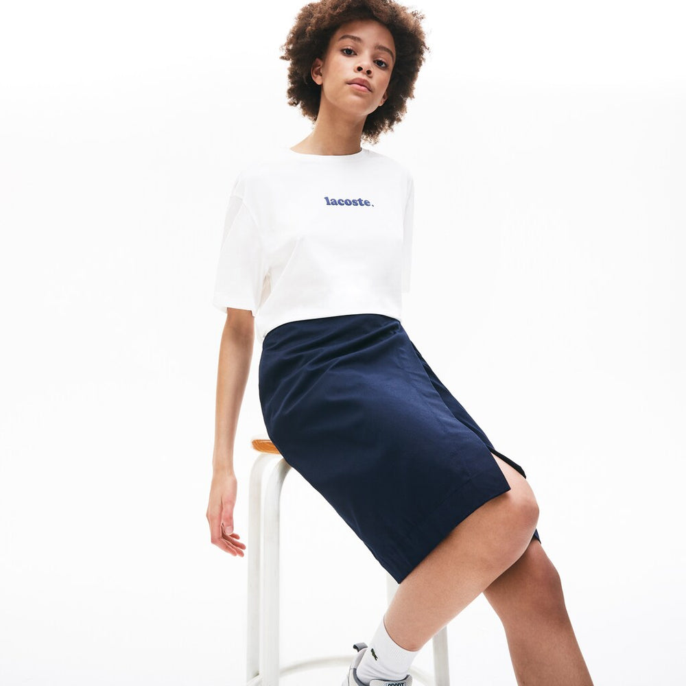 Women's Signature Printed Crew Neck Cotton T-shirt / Lacoste
