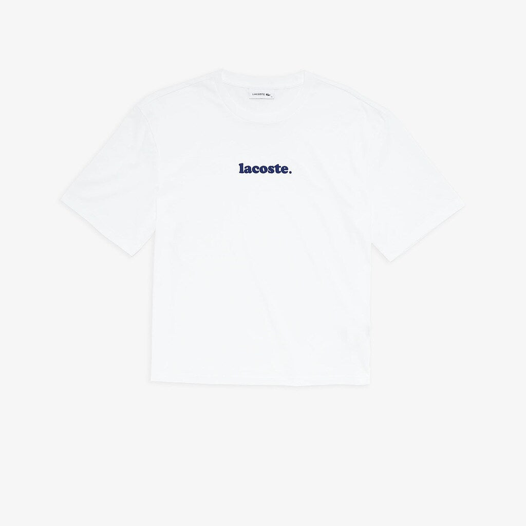 Women's Signature Printed Crew Neck Cotton T-shirt / Lacoste