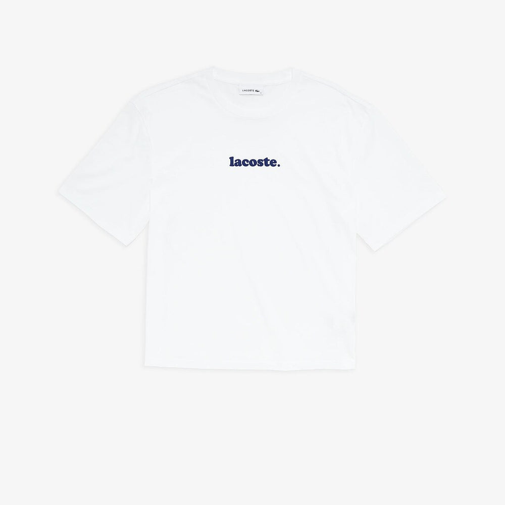 Women's Signature Printed Crew Neck Cotton T-shirt / Lacoste