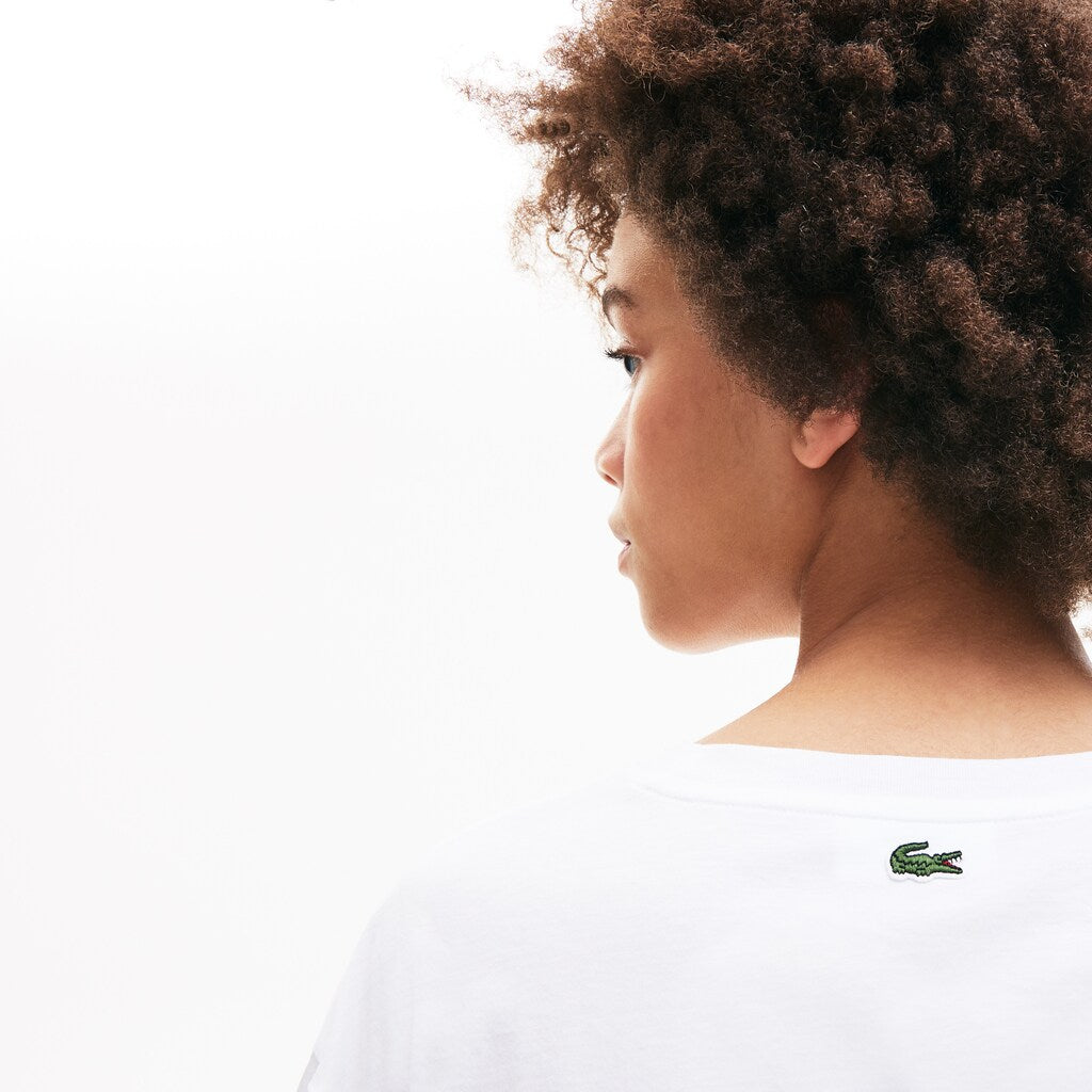 Women's Signature Printed Crew Neck Cotton T-shirt / Lacoste