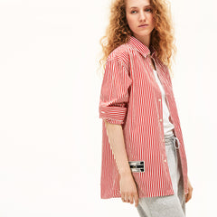 Unisex LIVE Boxy-Fit Striped Cotton Shirt / Lacoste