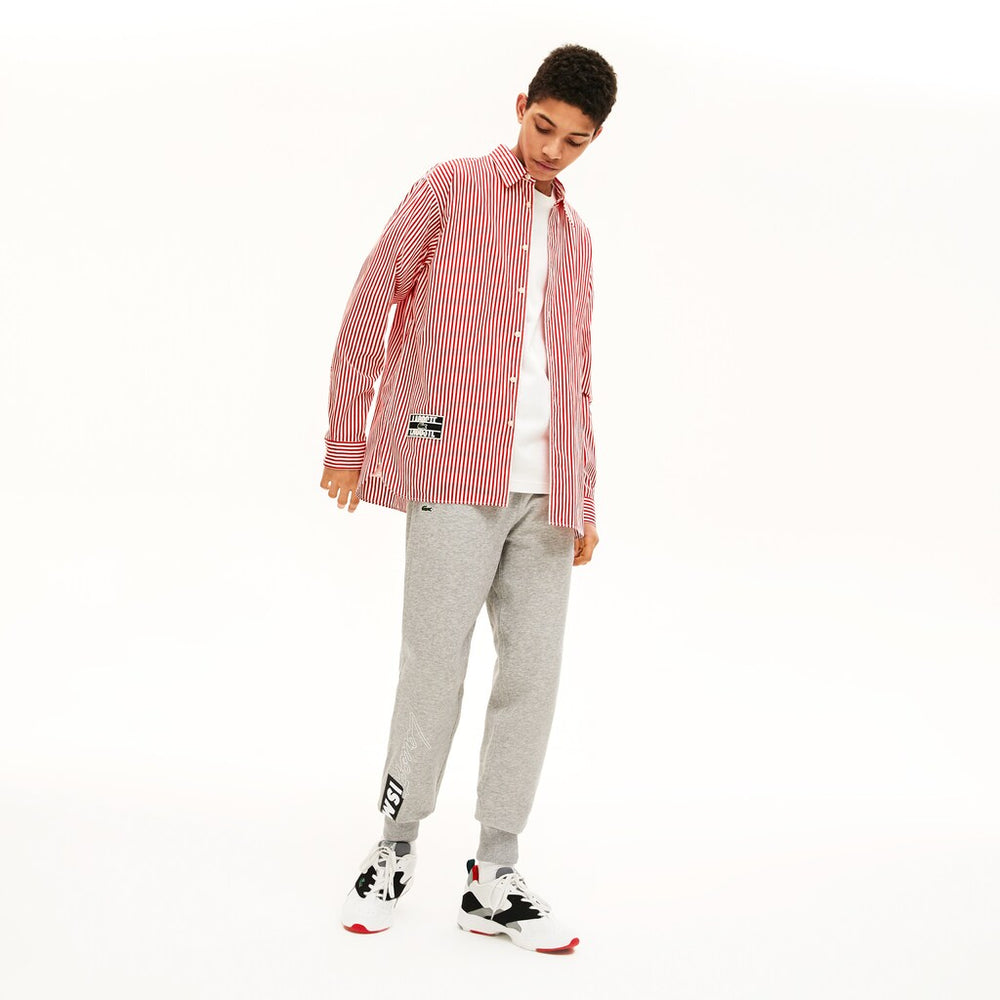 Unisex LIVE Boxy-Fit Striped Cotton Shirt / Lacoste