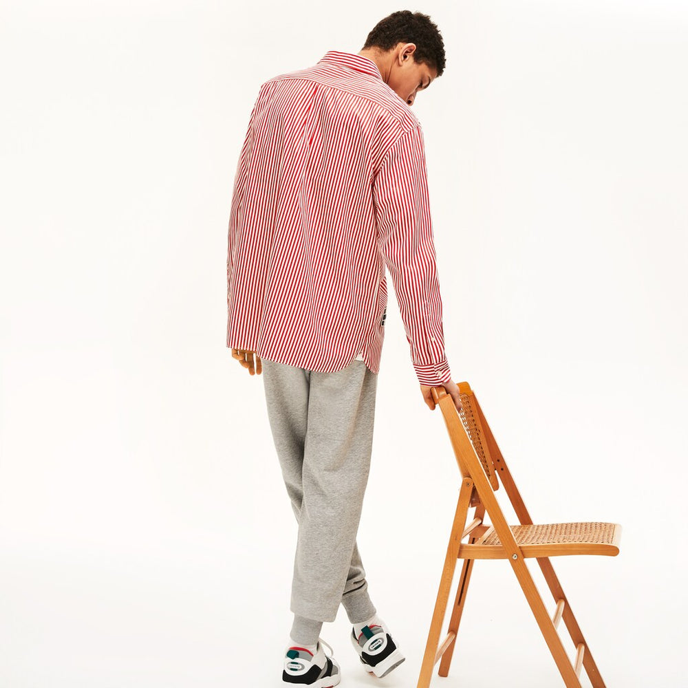 Unisex LIVE Boxy-Fit Striped Cotton Shirt / Lacoste