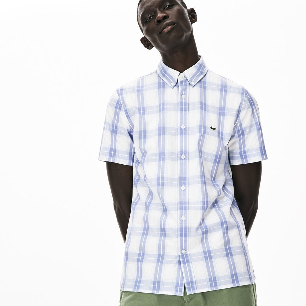 Men's Slim Fit Short-Sleeve Wool Stretch Shirt / Lacoste