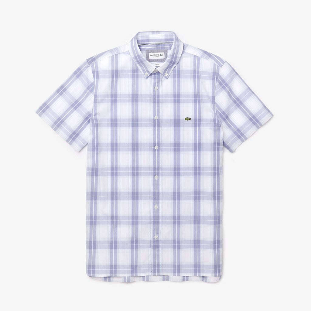 Men's Slim Fit Short-Sleeve Wool Stretch Shirt / Lacoste