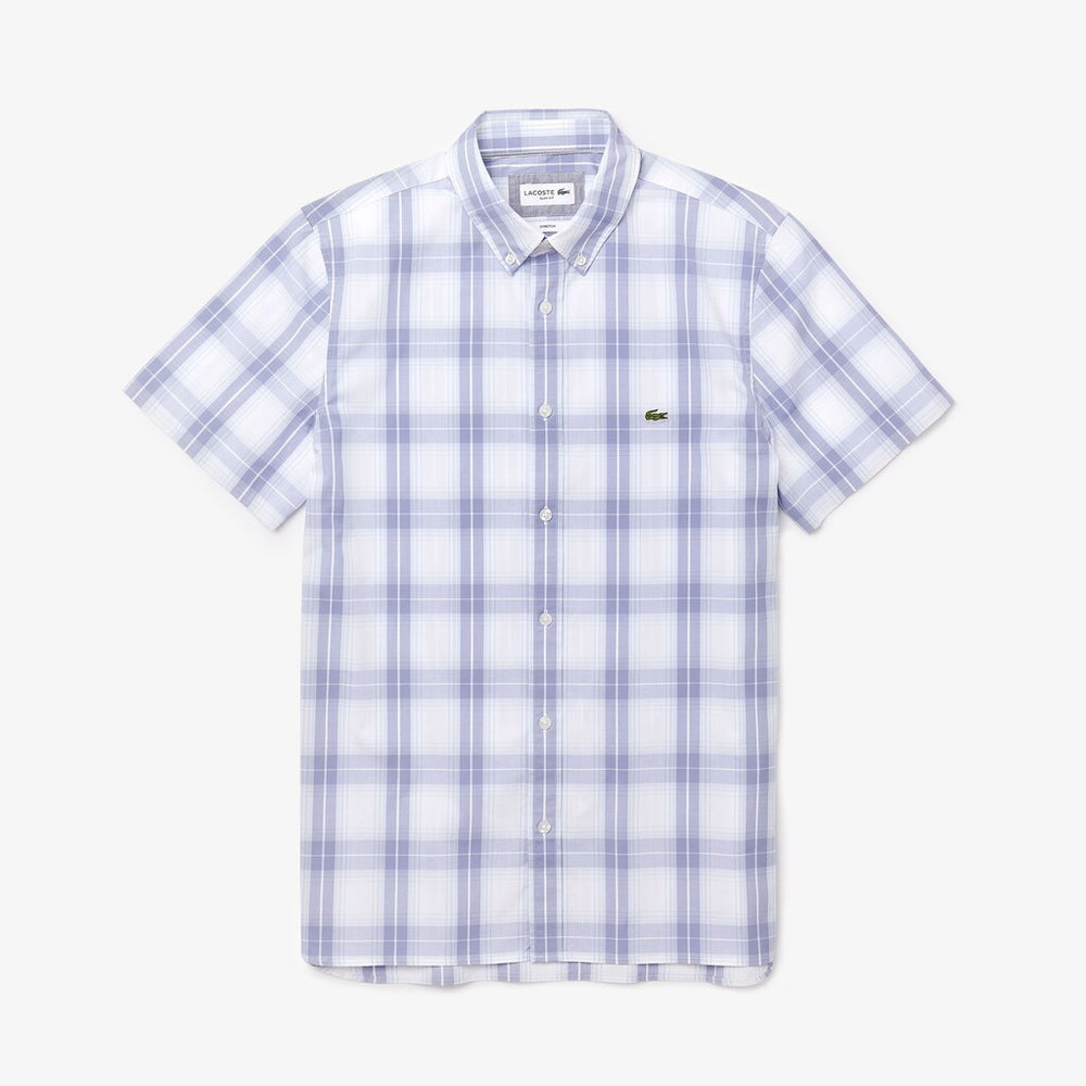 Men's Slim Fit Short-Sleeve Wool Stretch Shirt / Lacoste