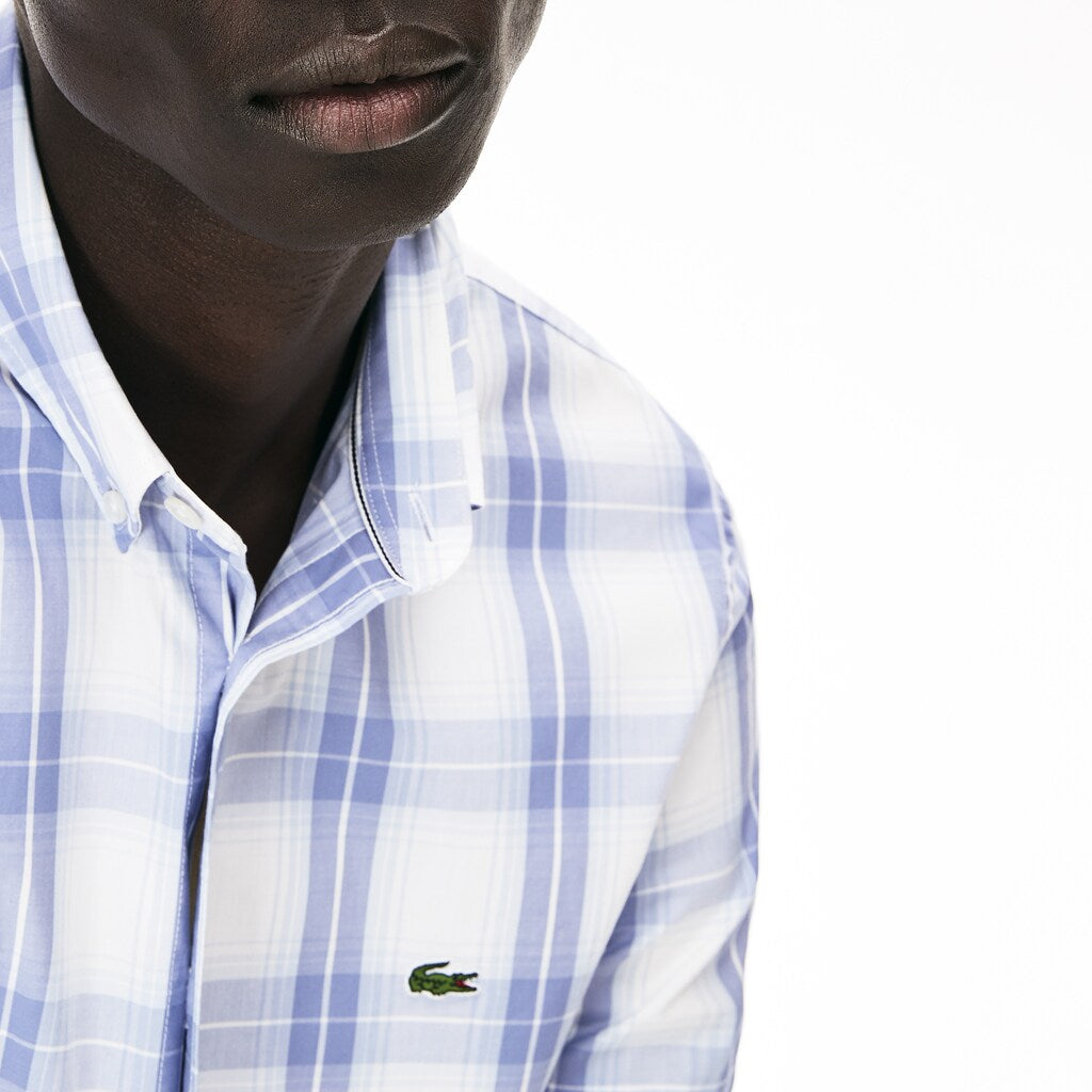 Men's Slim Fit Short-Sleeve Wool Stretch Shirt / Lacoste
