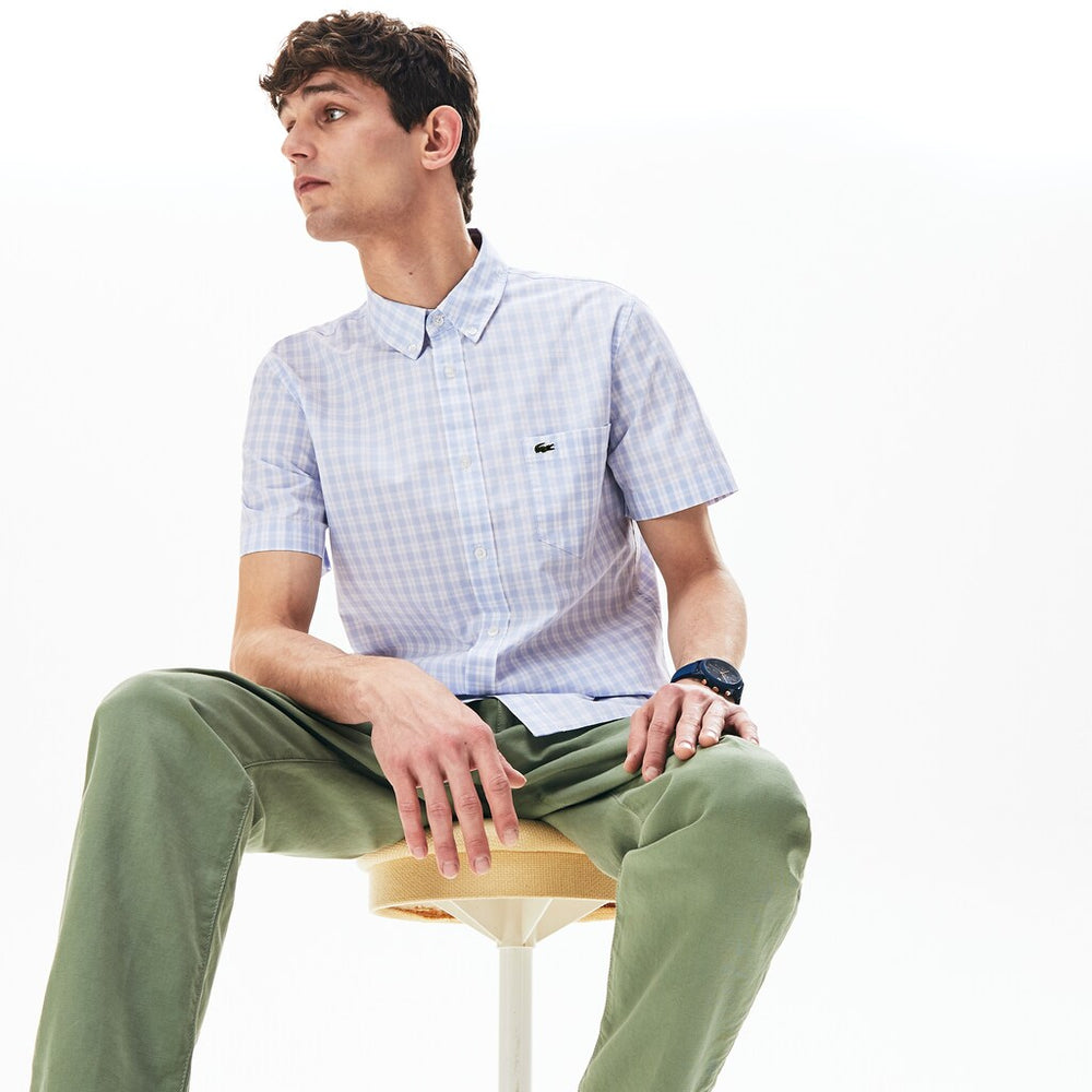 Men's Slim Fit Short-Sleeve Wool Shirt / Lacoste